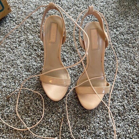 Forever 21 Nude Tie-Up High Heels Size 5 - Picture 1 of 3